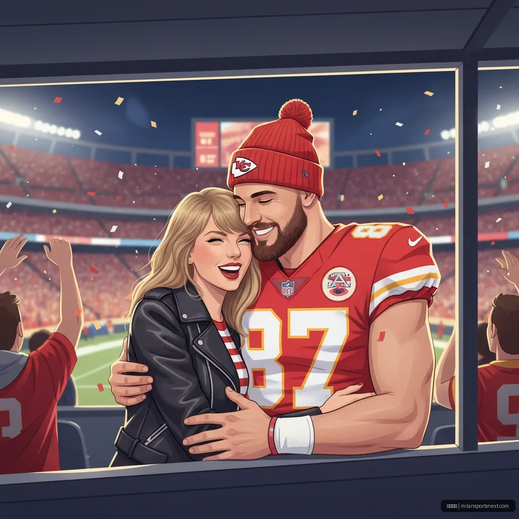 米兰体育 - 泰勒·斯威夫特与特拉维斯·凯尔西恋情首度公开：两人甜蜜现身橄 配图1